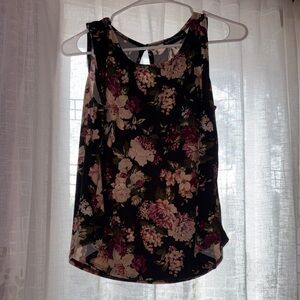 Floral Sleeveless Top - Black and Pink